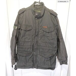 Jeep ® Jacket Mens L Gray Japanese Military Cargo‎ Utility Sun Faded Thrashed